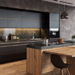 pngtree contemporary kitchen design featuring granite black and wooden cabinets 3d rendering picture image 5788139 150x150
